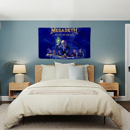 Miniatura 5 de Megadeth - Póster con diseño de bandera divertida de óxido en la paz, tapiz estético decorativo duradero para pared de cueva de hombre, adecuado
