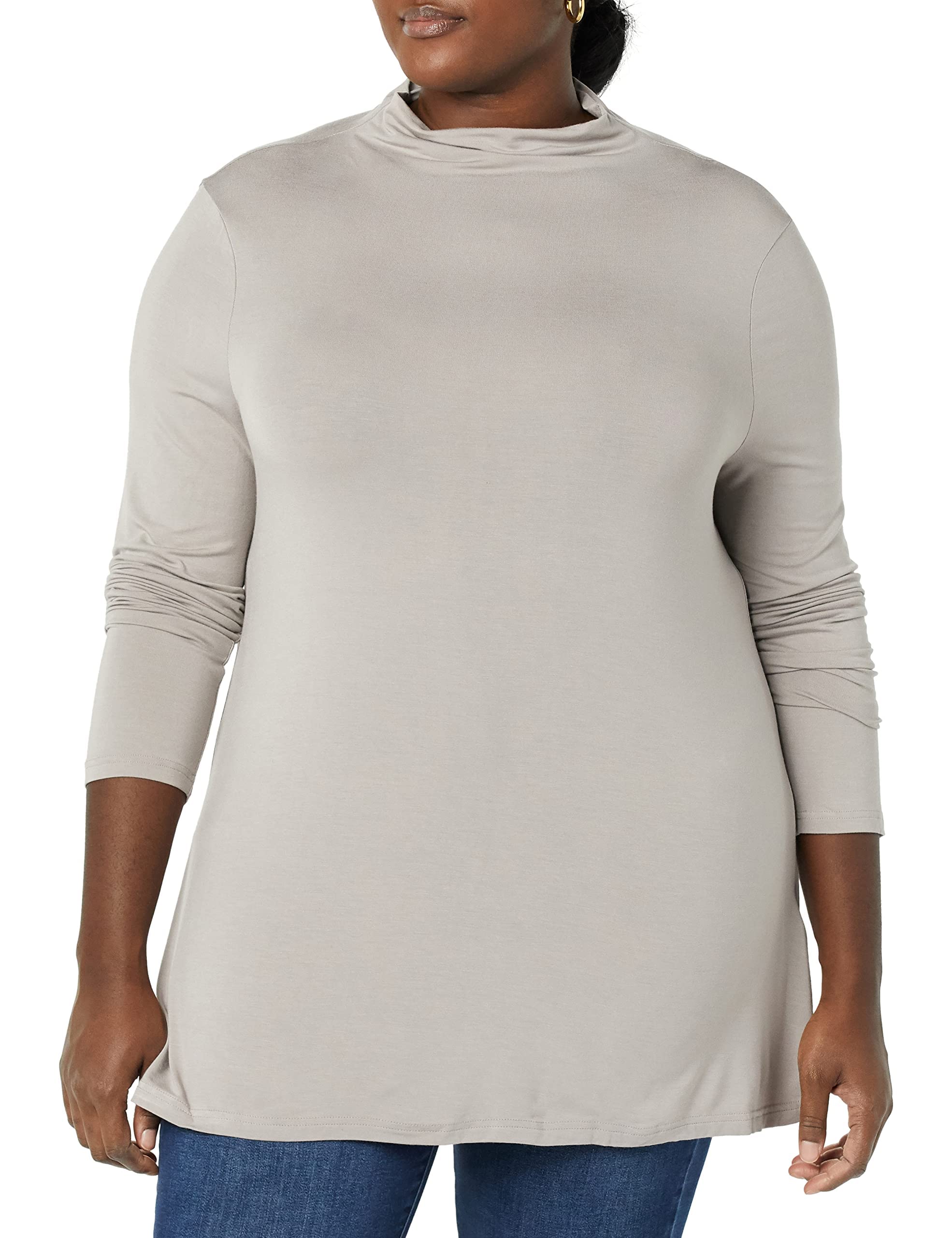 Amazon Essentials Women's Jersey Long-Sleeve Mock Neck Swing Tunic (Previously Daily Ritual)