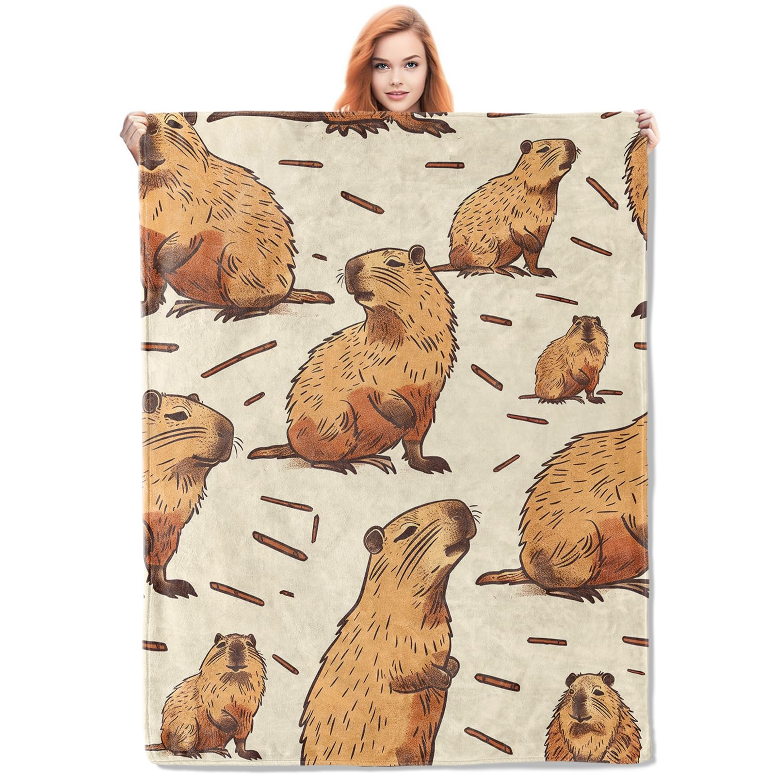 Couverture Capybara polaire confortable - Plaid de lit doux 127x152 cm