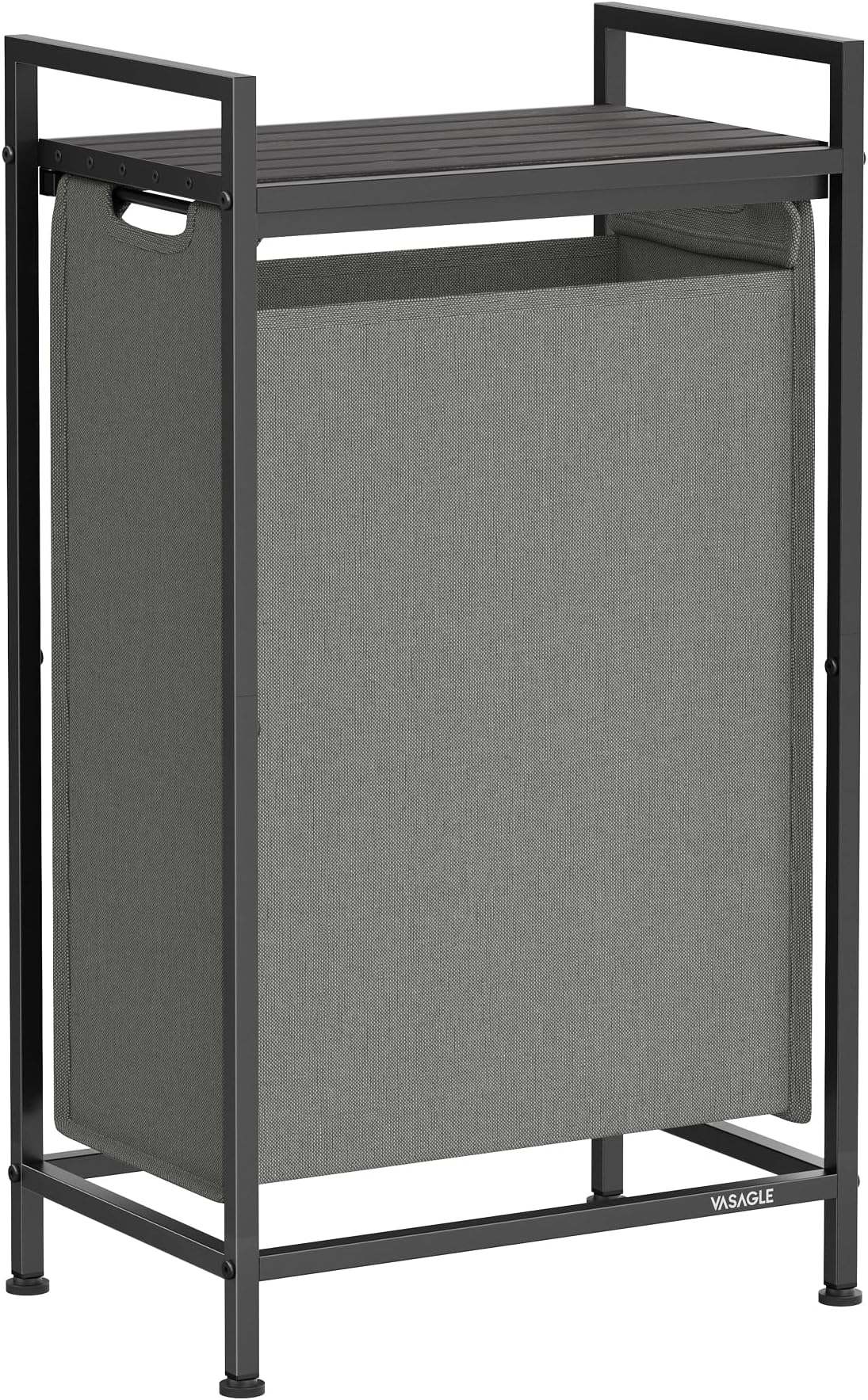 VASAGLE Laundry Hamper, Slim Laundry Basket, Laundry Sorter with A Pull-Out and Removable Bag, Shelf, Metal Frame, 12.7 Gallons (47 L), 16.5 x 11 x 29.5 Inches, Slate Gray and Charcoal Gray UBLH001G01