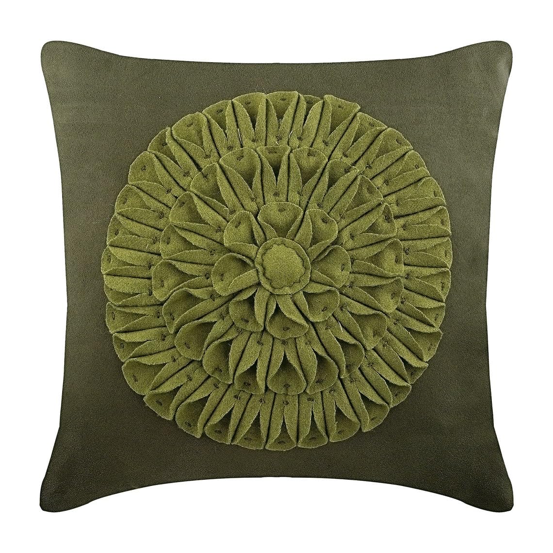 The HomeCentric Green Cushion Cases, Dahlia Flower Floral Theme Cushions Cover, 45x45 cm (18x18 inch) Throw Cushion Cover, Square Faux Suede Throw Cushions Cover Floral Modern - Green Dahlia โ image 1
