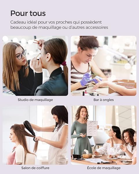 SONGMICS Valise de Maquillage Professionnel, Mallette Cosmétique, avec 2 Tiroirs, Grand, 34 x 24 x 56 cm, Roulette Pivotante à 360°, Voyage, Manucure, Maquilleur, Coiffure, Noir JHZ08BK - 5