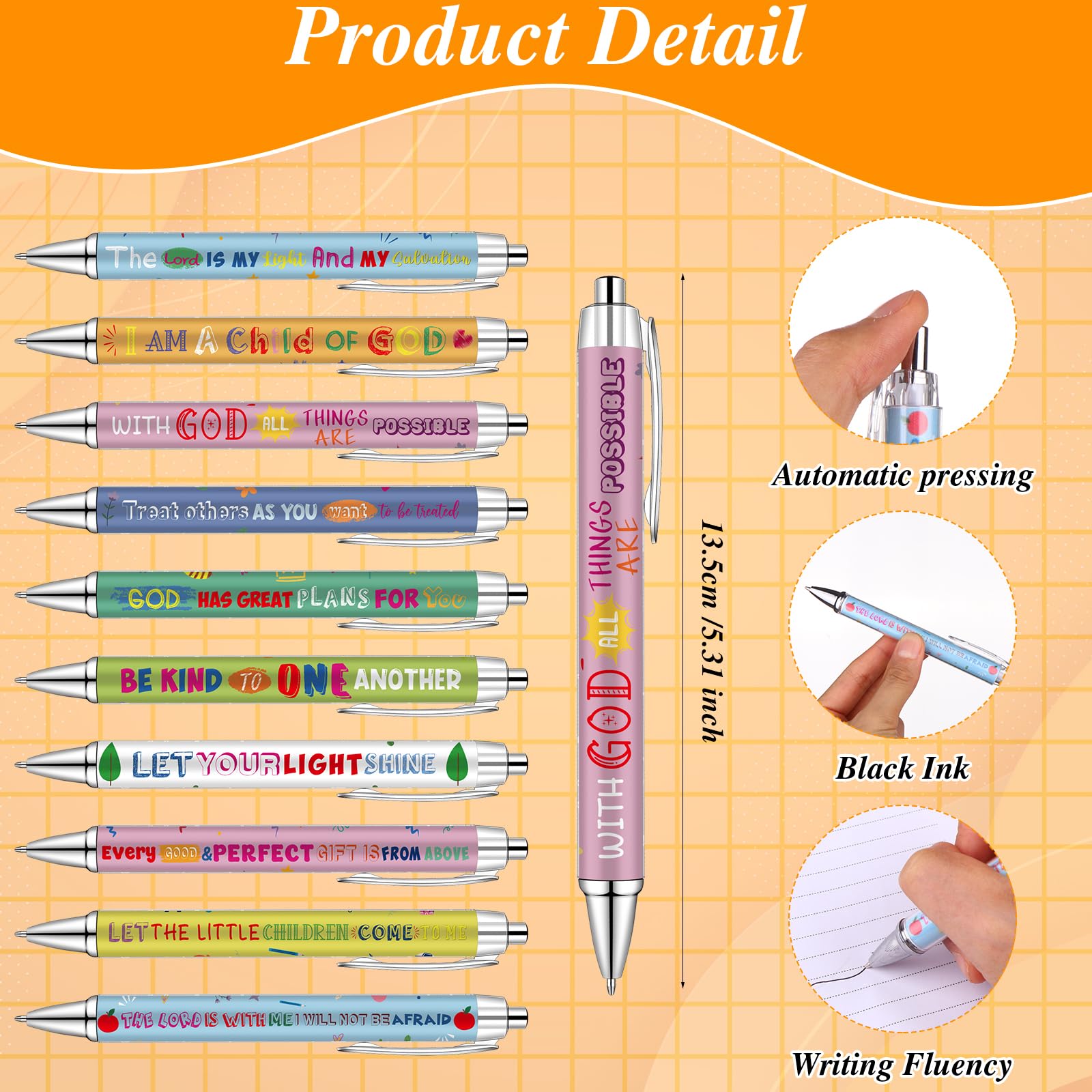 20Pcs Christian Ballpoint Pen and Bible Verse Notepad Bulk Bible Journal Christian Pen Religious Gift Inspirational Scripture Gifts for Church Coworker Sunday School Supplies (Religious, Multicolor) - Image 3