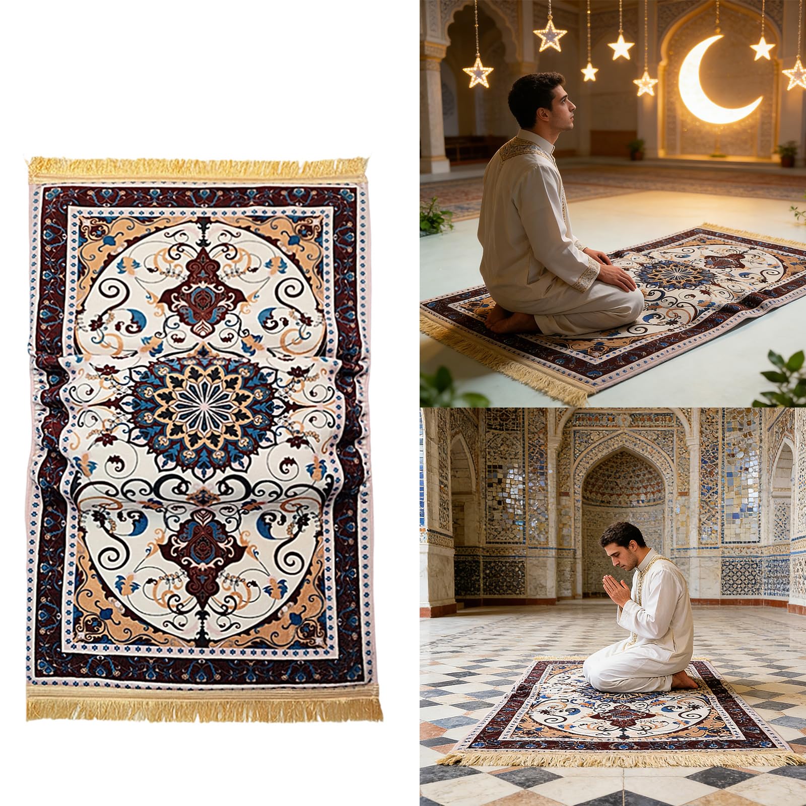 Tapis de prière à Usage Domestique, Facile à Entretenir, antidérapant 8 cm Extra épais, 70x110 cm en Polyester Anti-dérapant Tapis de prière