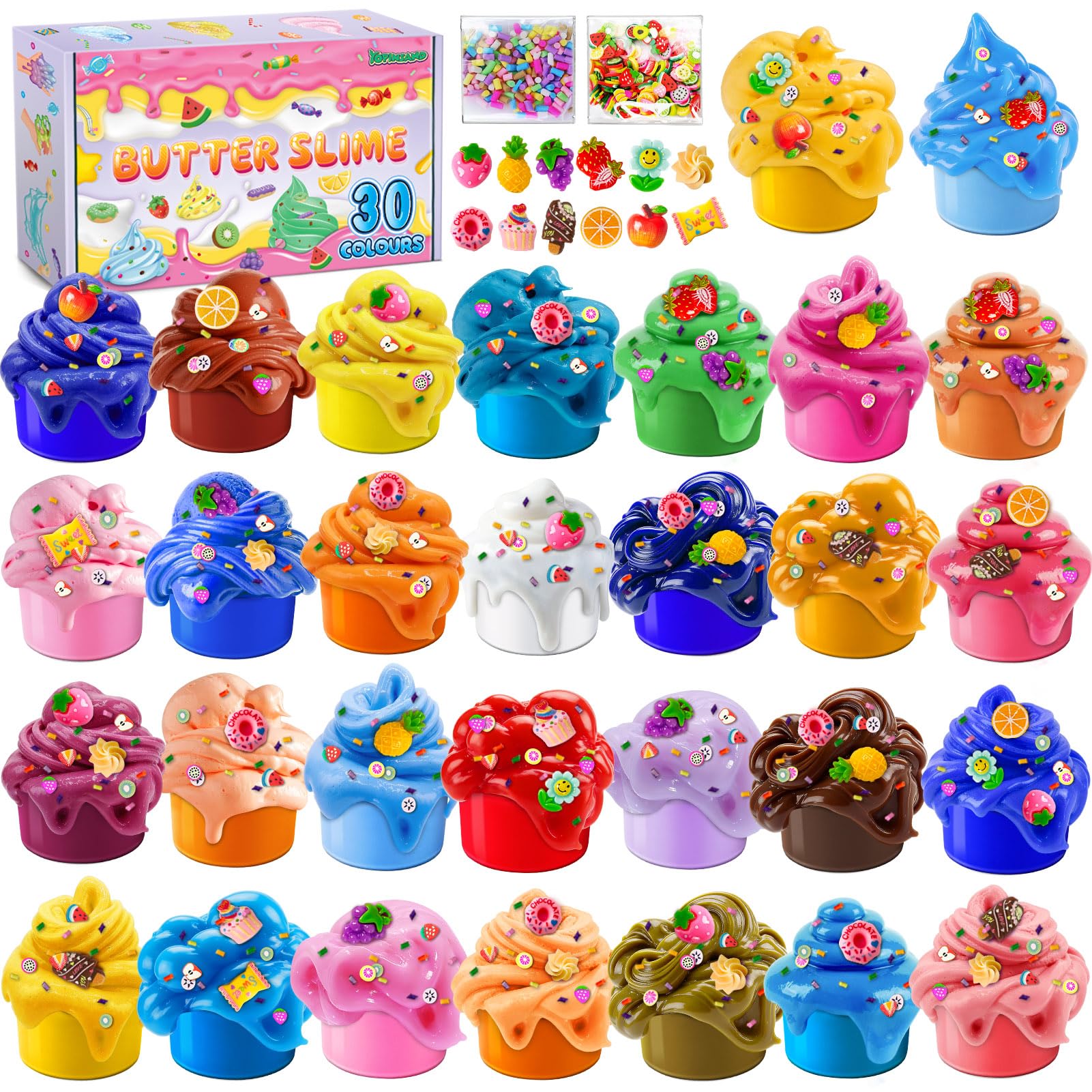 30 Pack Butter Slime Kit for Kids, Slime Toys for Boys & Girls, Scented DIY Slime Toy for Party Favor, Soft and Non-Sticky, Birthday Gifts Prize for Girl Boys Kids 6 7 8 9 10 11 12