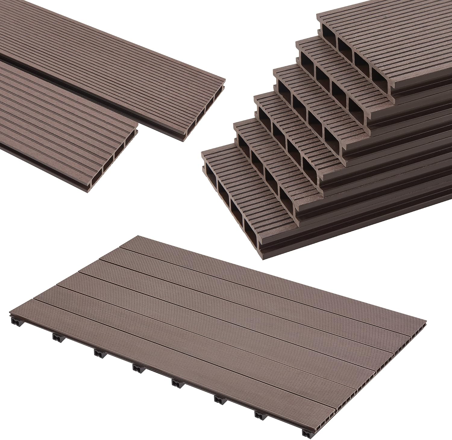 NEU.HOLZ Set Pavimento WPC Antiscivolo Esterno 4 m²