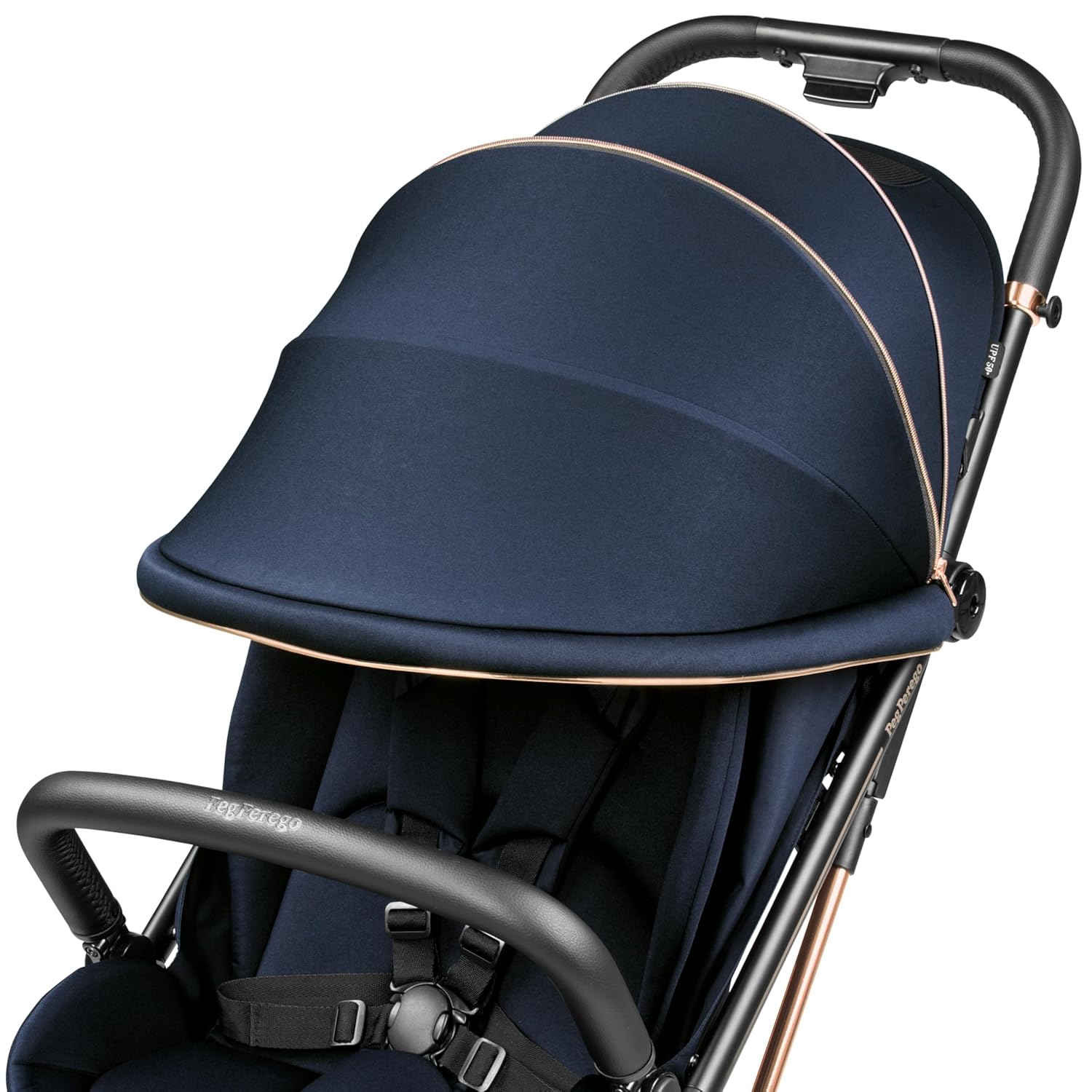Peg Perego Selfie Plus Lightweight and Compact Stroller- Blue Shine (Blue & Copper)