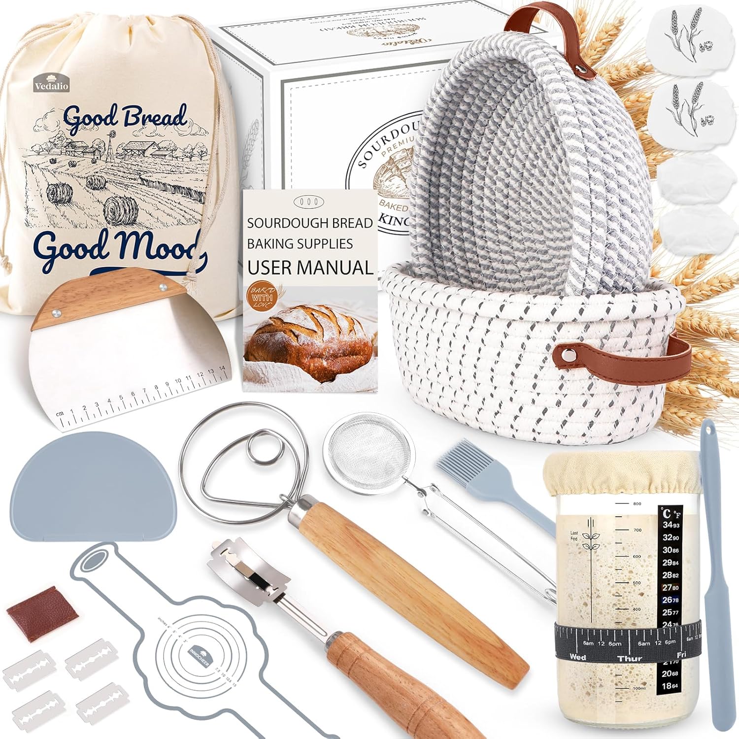 Sourdough Starter Kit, Sourdough Bread Baking Supplies, Sour Dough Starter Kits, Sourdough Tools for Modern Home And Kitchen, Sour Dough Tools, Bread Making Tools Kit, Gifts for Bakers Women Wife Mom
