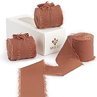 Vista 10 de MEEDEE Cinta de gasa taupe de 2 pulgadas, cintas deshilachadas con flecos, para manualidades, cintas de gasa de seda para envolver regalos