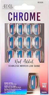 Ardell Nail Addict Chrome Press On Nails, Moon, Short Round Shape, Nail Kit, 1-Pack