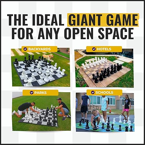 Miniatura 3 de MegaChess Juego de ajedrez gigante con tamaño King de 16 pulgadas de alto, un juego de ajedrez grande para familias que buscan juegos gigantes al
