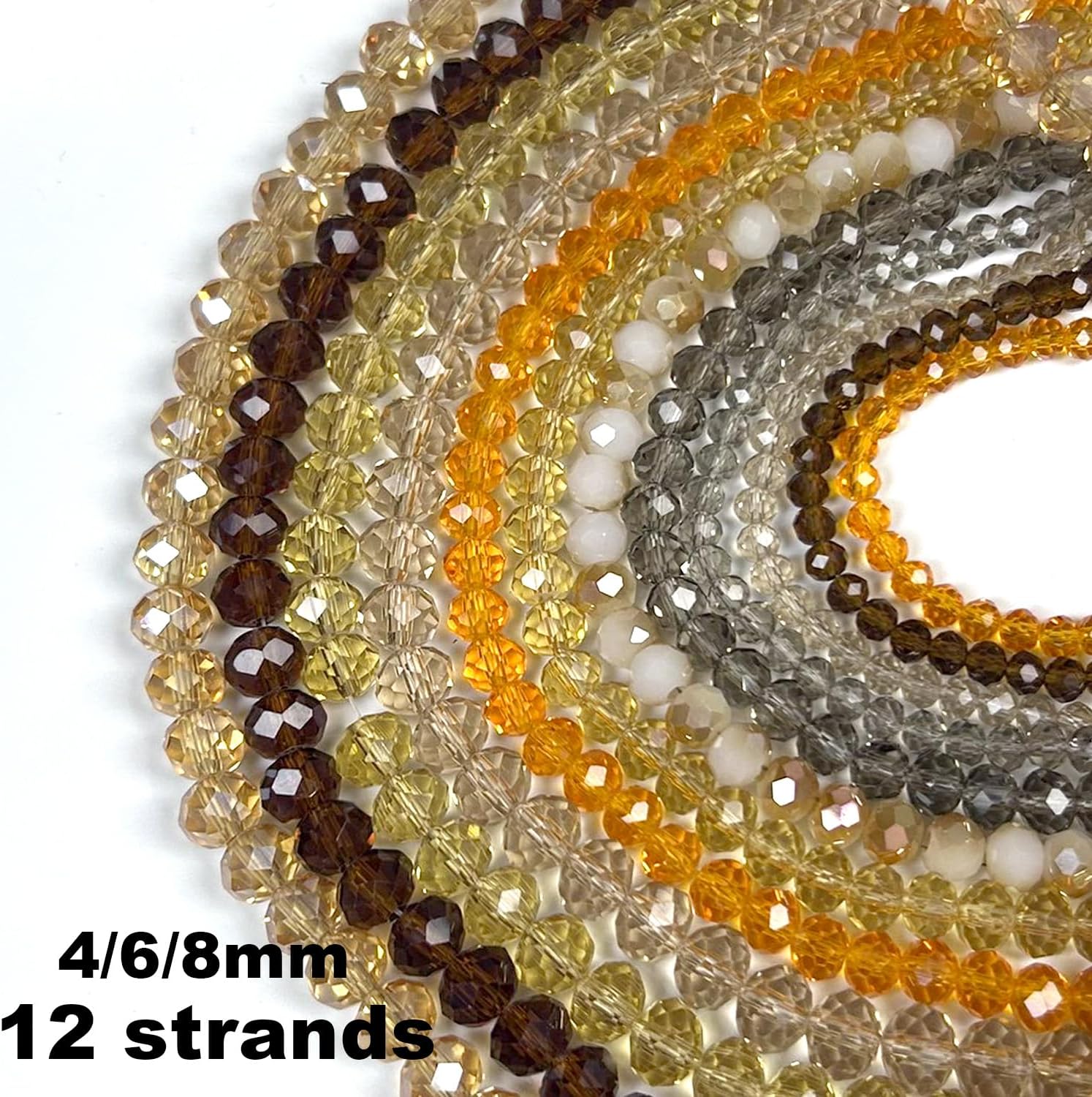 1040pcs 4/6/8mm Glass Beads Brown, Assorted Color Faceted Crystal Loose Beads for Jewelry Making Bracelets Necklaces DIY Crafts - Image 4