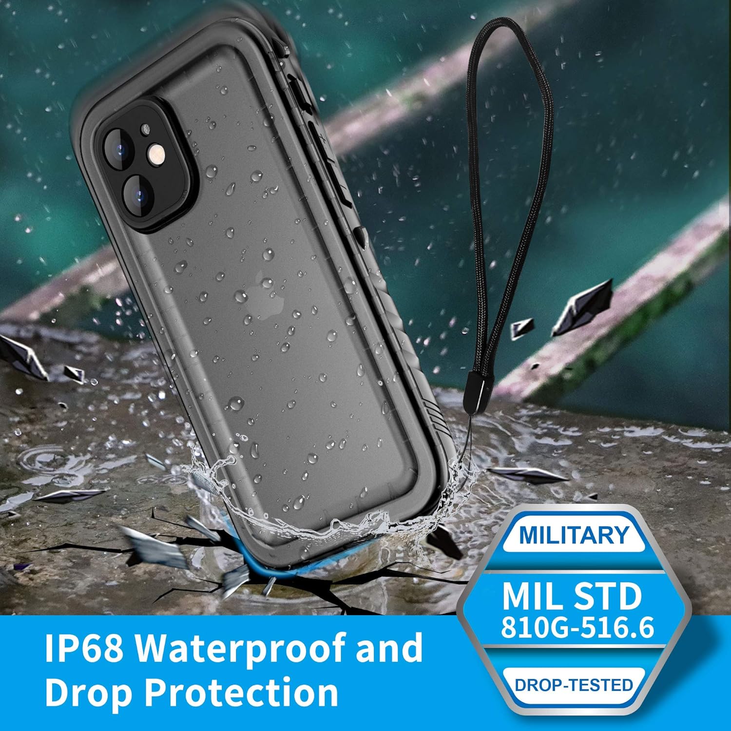 SPORTLINK for iPhone 12 Mini Waterproof Case, Full Body Shockproof Dustproof Phone Screen Protector Rugged Cases for iPhone 12 Mini 5.4 Inches Black - Image 3