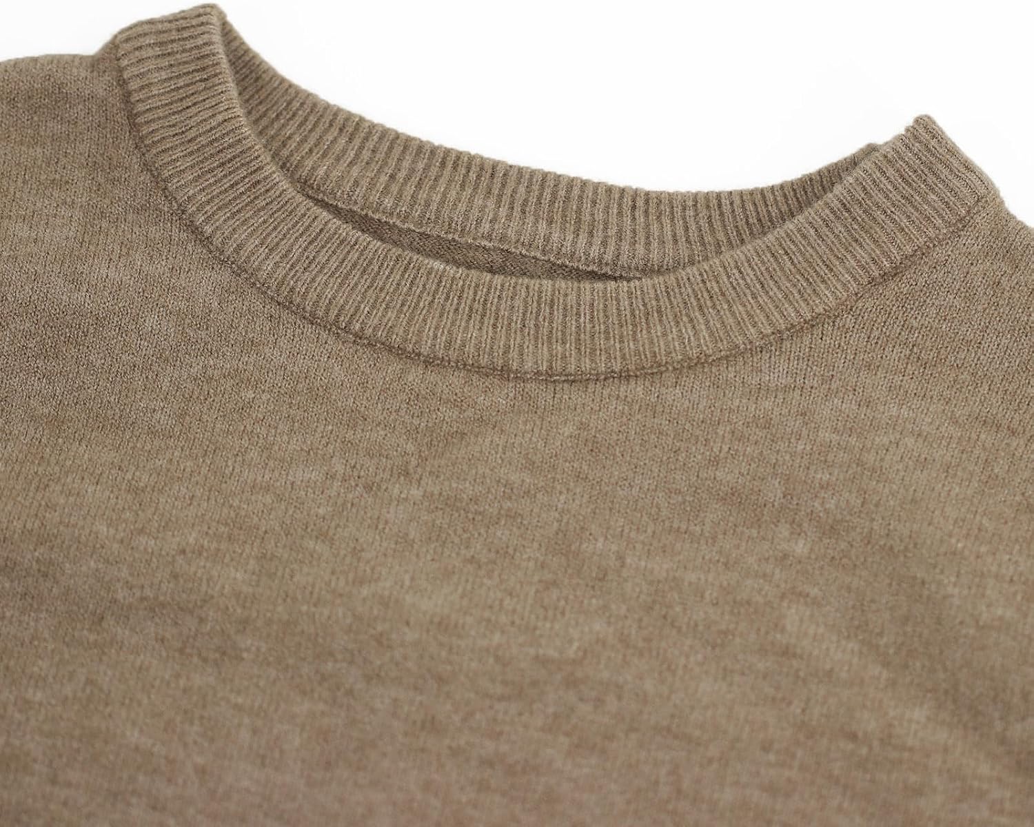 Boys&Girls' Uniform Cotton Crewneck Sweater, Long Sleeve Pullover Thermal Wool Solid Knit Top