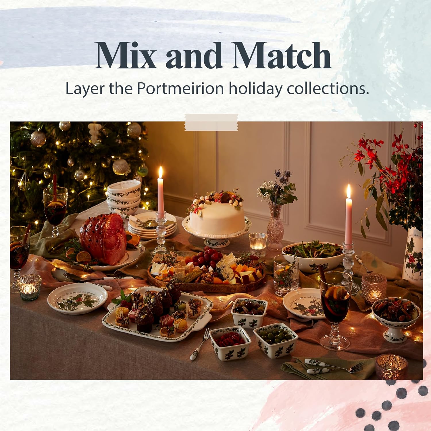 Portmeirion The Holly and The Ivy - Staffordshire 10oz Jug, Dishwasher and Microwave Safe Earthenware - Decorative Christmas Milk or Cream Pitcher (3.5" x 4.7"), Seasonal Serving Jug