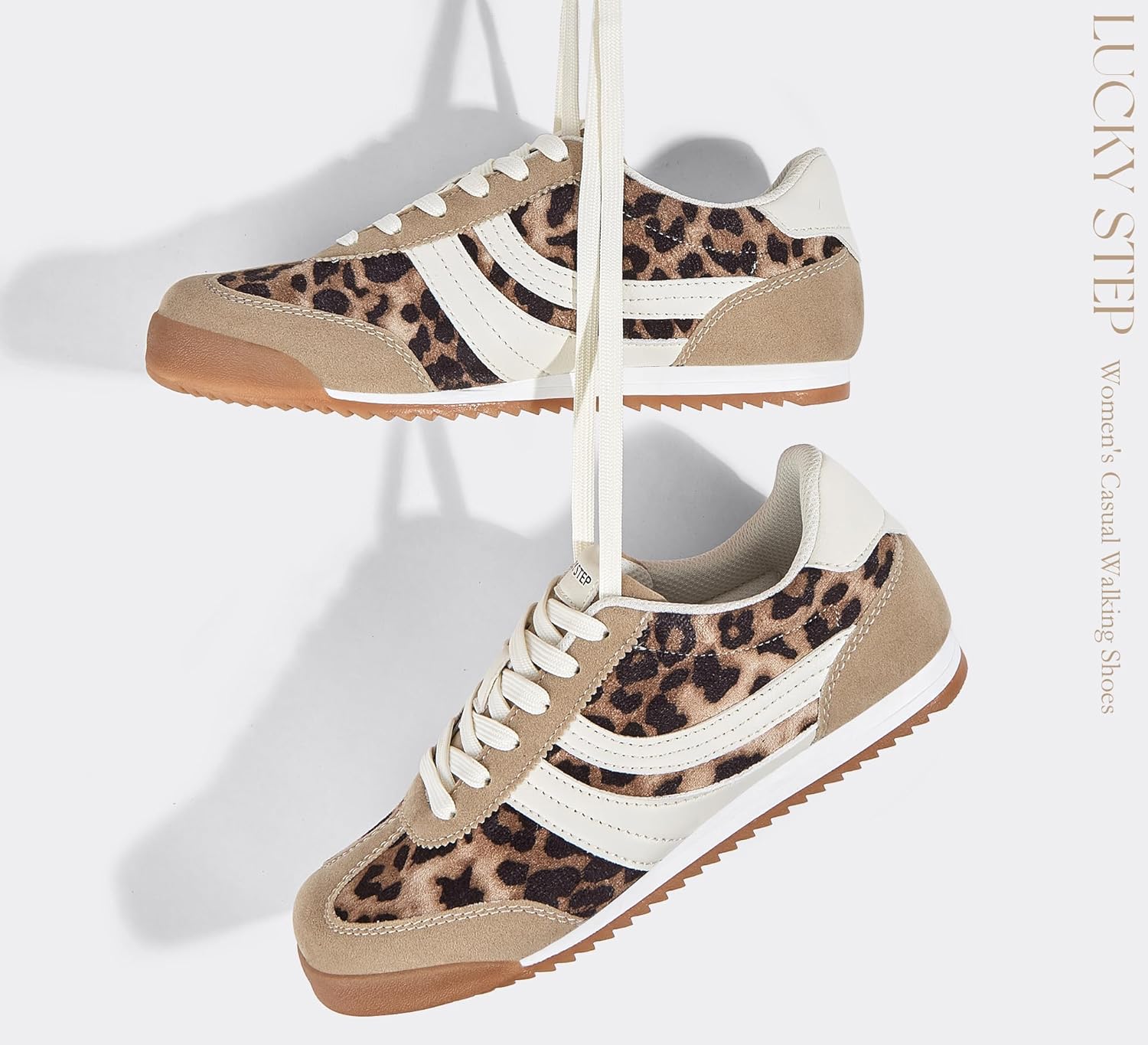 LUCKY STEP Women's Fashion Sneakers Thin Sole Lace up Tennis Shoes Lightweight Walking Running Gym Workout Classic Retro Footwear Anti Slip Trainers - Image 6