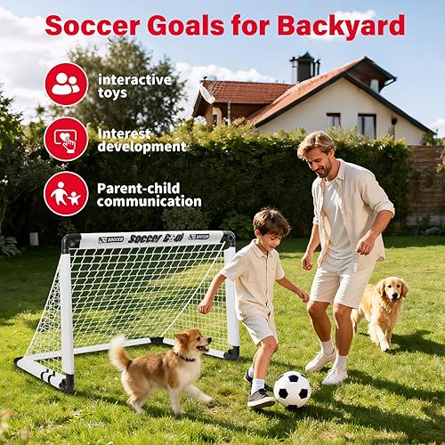 Miniatura 6 de KETIEE Porterías de fútbol para niños para patio trasero juego de porterías de fútbol plegables de 35 x 23 pulgadas, portería de fútbol portátil
