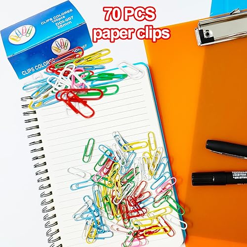 Miniatura 4 de Paquete de 6 portapapeles de plástico, portapapeles de oficina, tamaño estándar A4, coloridos tableros transparentes con clip de perfil bajo