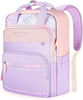 Backpack for Adults Book Bag for Women Travel Backpack Fits Up 15.6 Inch Laptop Backpack Casual Daypack Bookpack (Purple Pink)