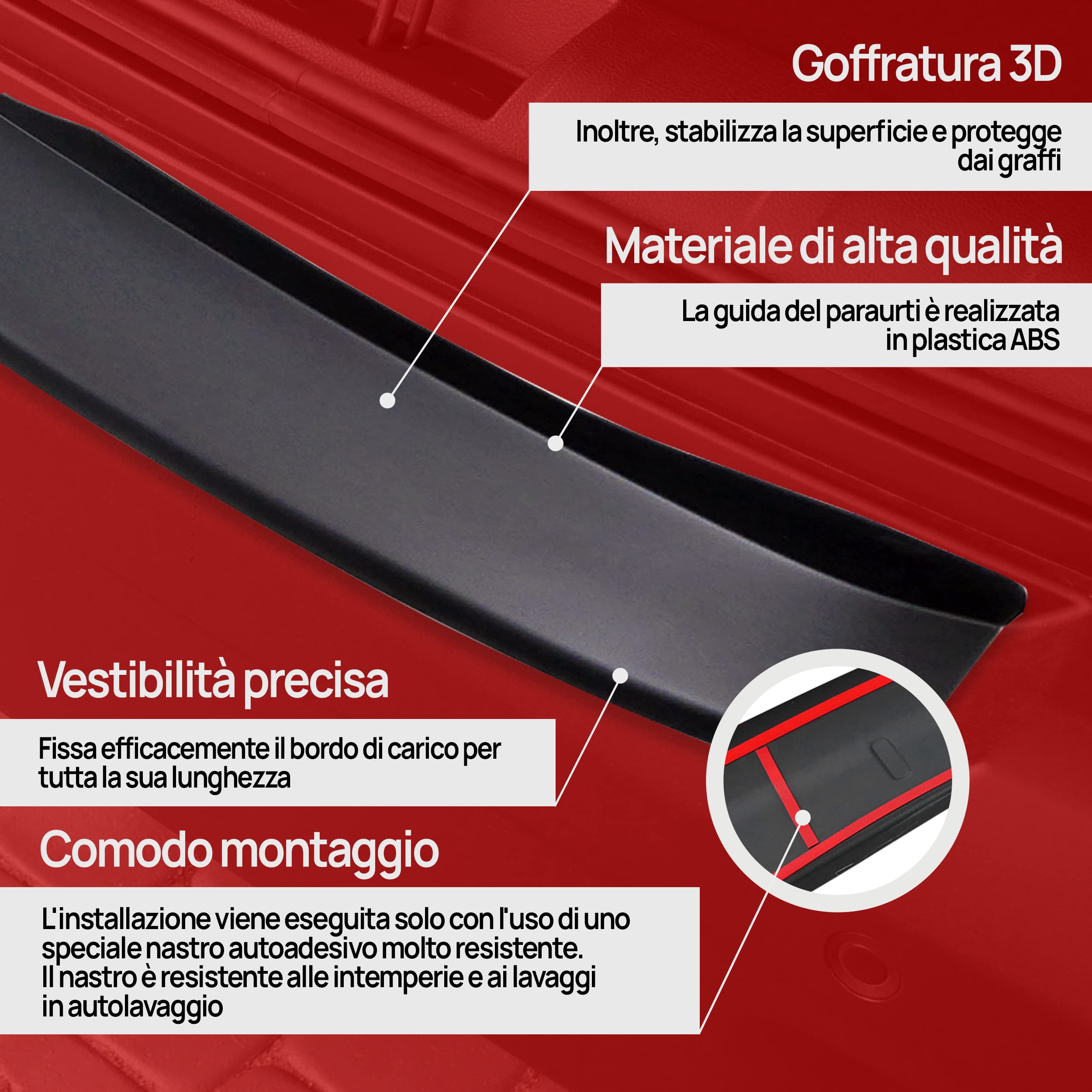 CHROMEMASTER | Protezione Paraurti Posteriore Compatibile con Ford Transit Custom 2023+; Plastica ABS, Opaco, Nero; Proteggi il Paraurti Posteriore della tua Auto dai Danni