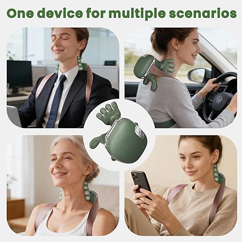 Miniatura 7 de Masajeador de cuello para aliviar el dolor de tejido profundo, masaje de amasamiento 4D, silencioso y portátil, ligero, ajuste de 3 velocidades,