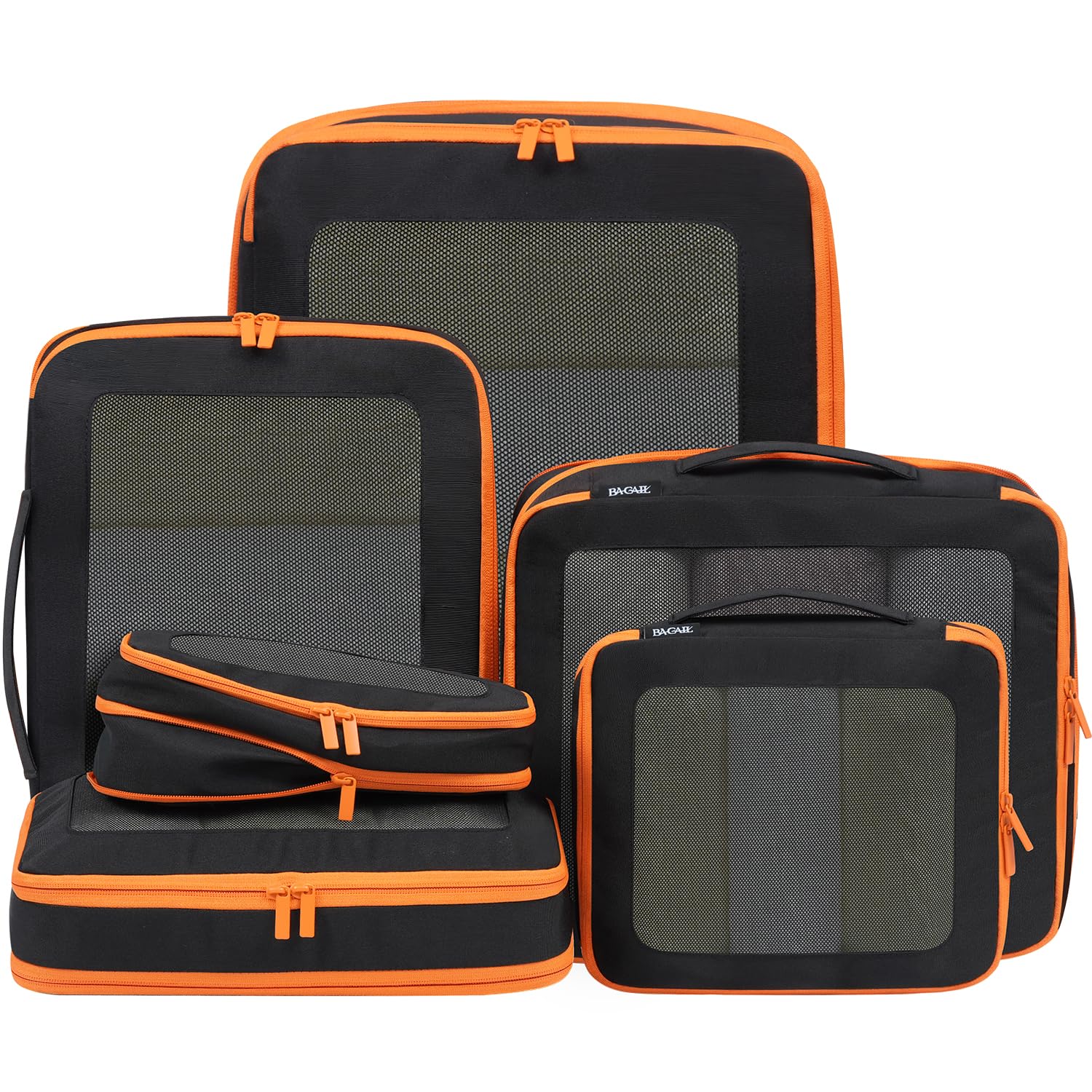 BAGAIL Compression Packing Cubes for Travel Essentials, 6 Set-Jet Black