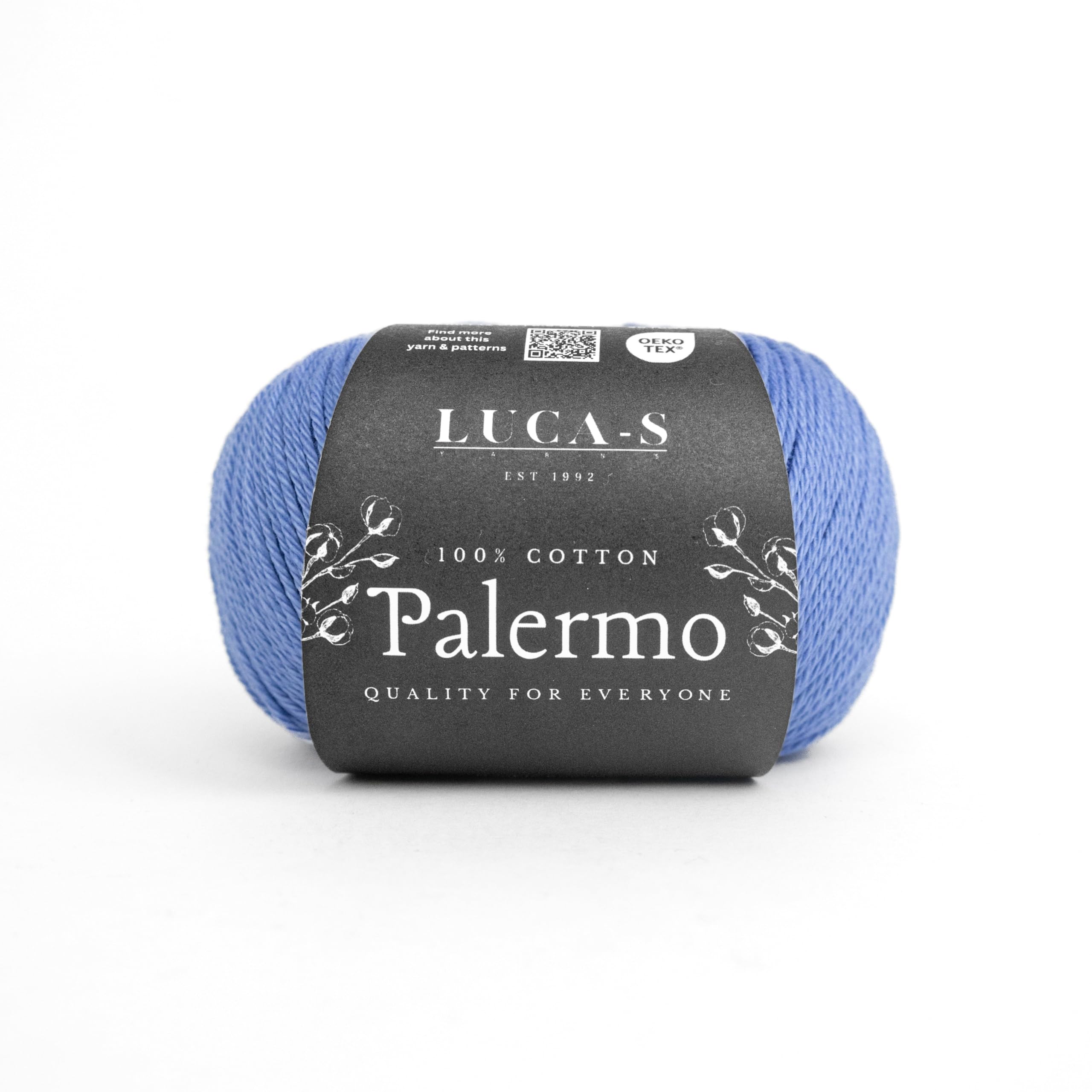 Luca-S Palermo 100% Mercerised Cotton Yarn, Oeko-Tex Certified Giza Cotton, 50g (1.8oz) 125m (136 Yards) - Knitting and Crochet Cotton Yarn, Durable Amigurumi & Baby Project Cotton