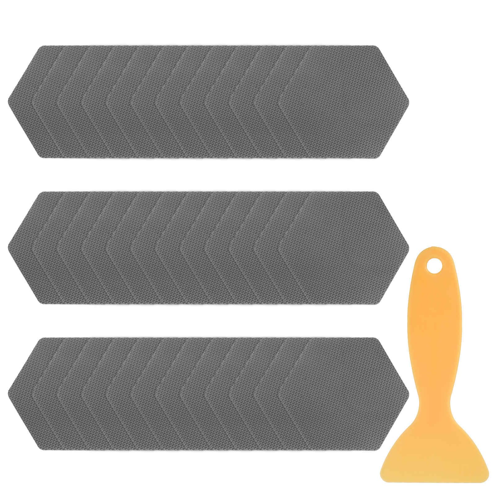 Anti glissade baignoire avec le lot de 36 autocollants antidérapants hexagonaux gris en PEVA