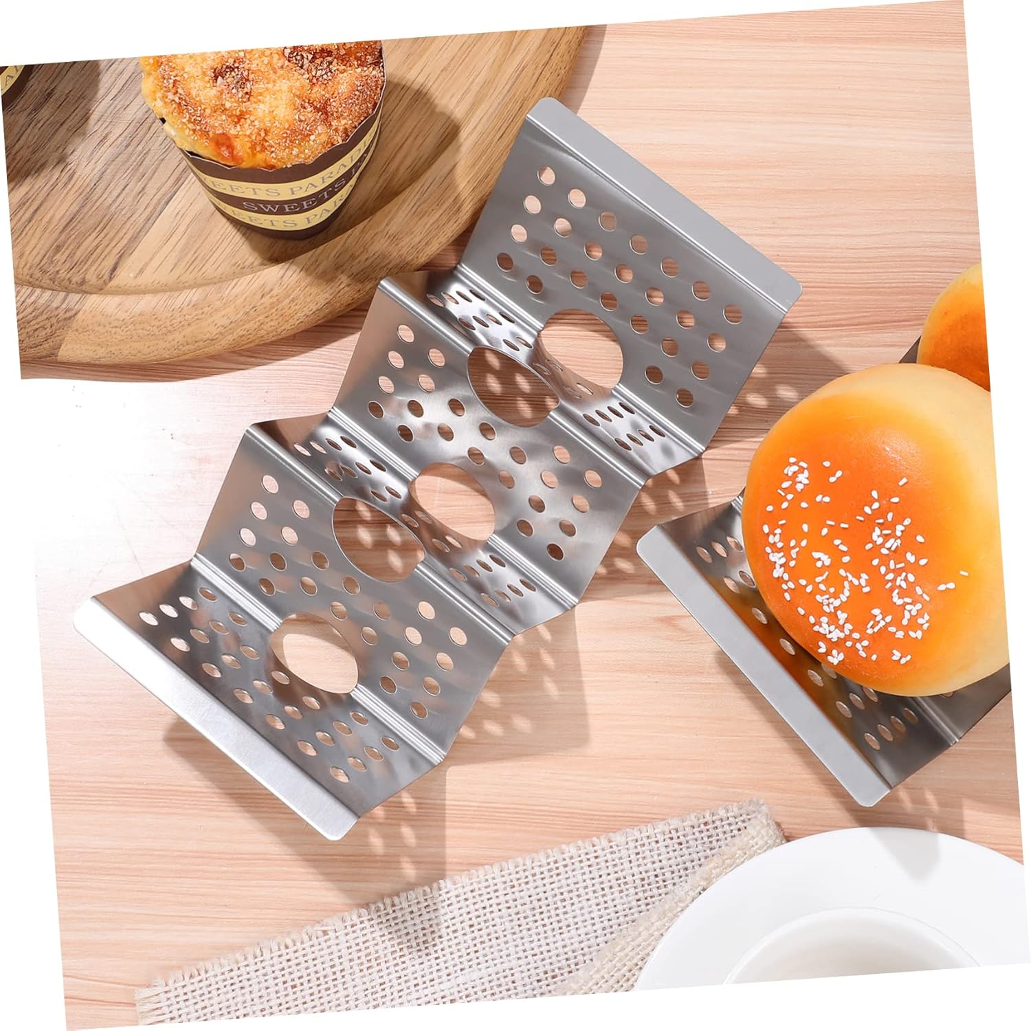 8-Piece Stainless Steel Taco Rack Set Handles Decorative Taco Holders for Home and Restaurant Use Non-Slip Design for Easy Serving and Storage