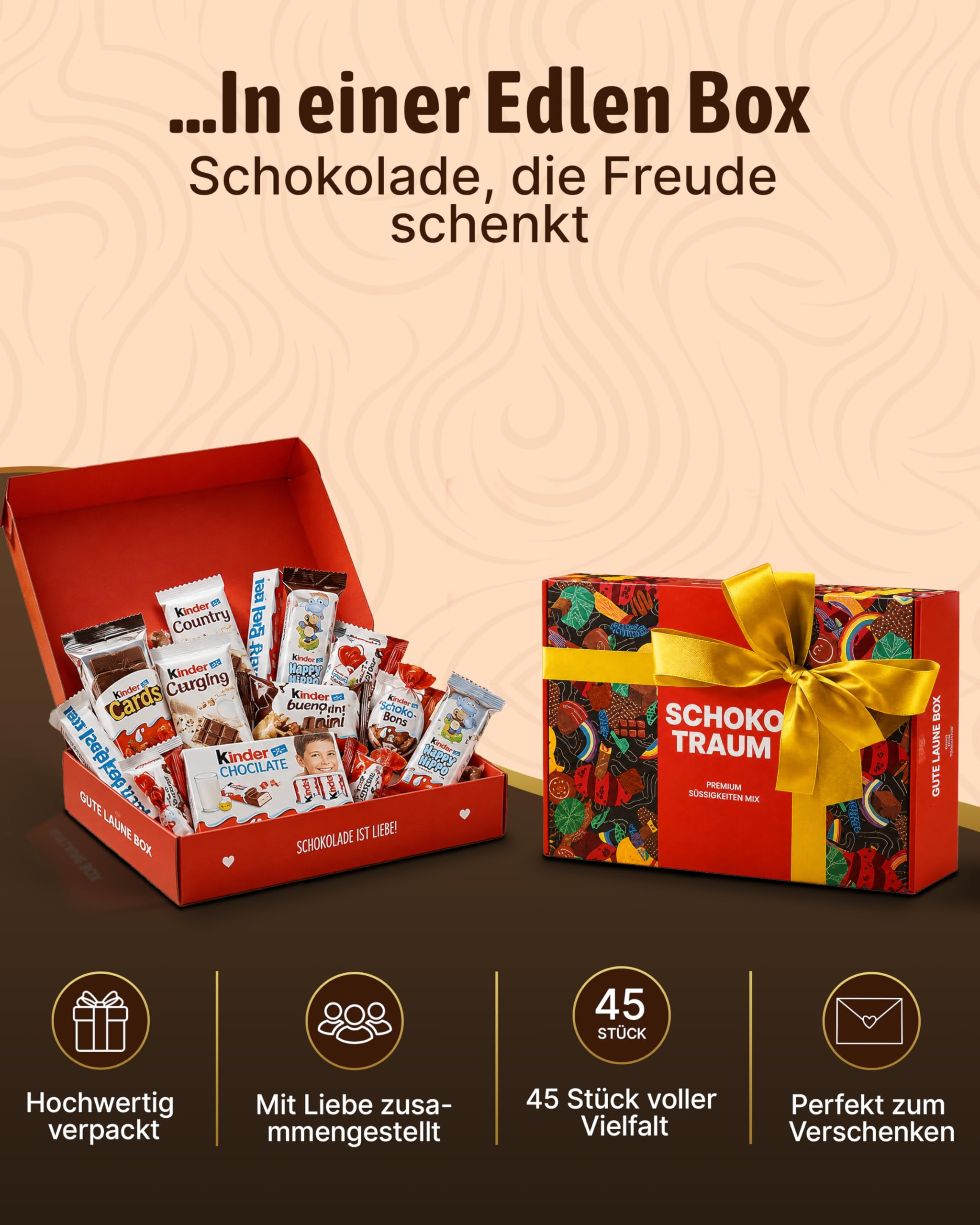 Süßigkeiten Box mit Kinderschokolade - "Schokotraum" von Candy Circle, Wunderschöne Süssigkeiten Box mit Bueno, Kinder Schokolade und Kinder Country, als Geschenk oder Naschbox