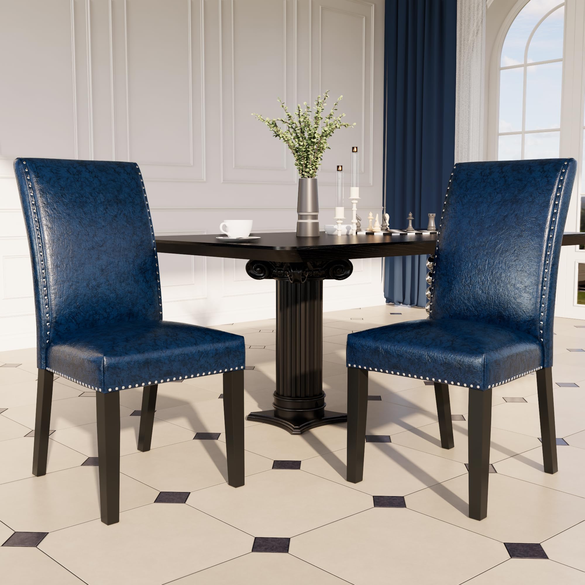 Amazon.com - Parsons Dinning Chairs Set of 2 with Nail-heads Trim