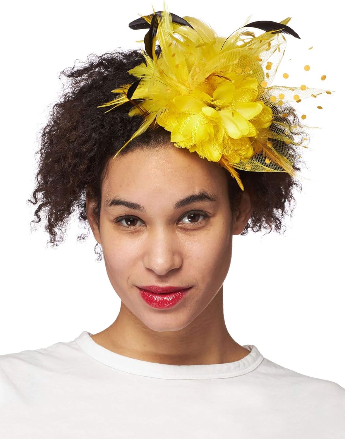 HMS womens Yellow Trim Sunburst Fascinator Costume Accessories, Yellow, One Size US