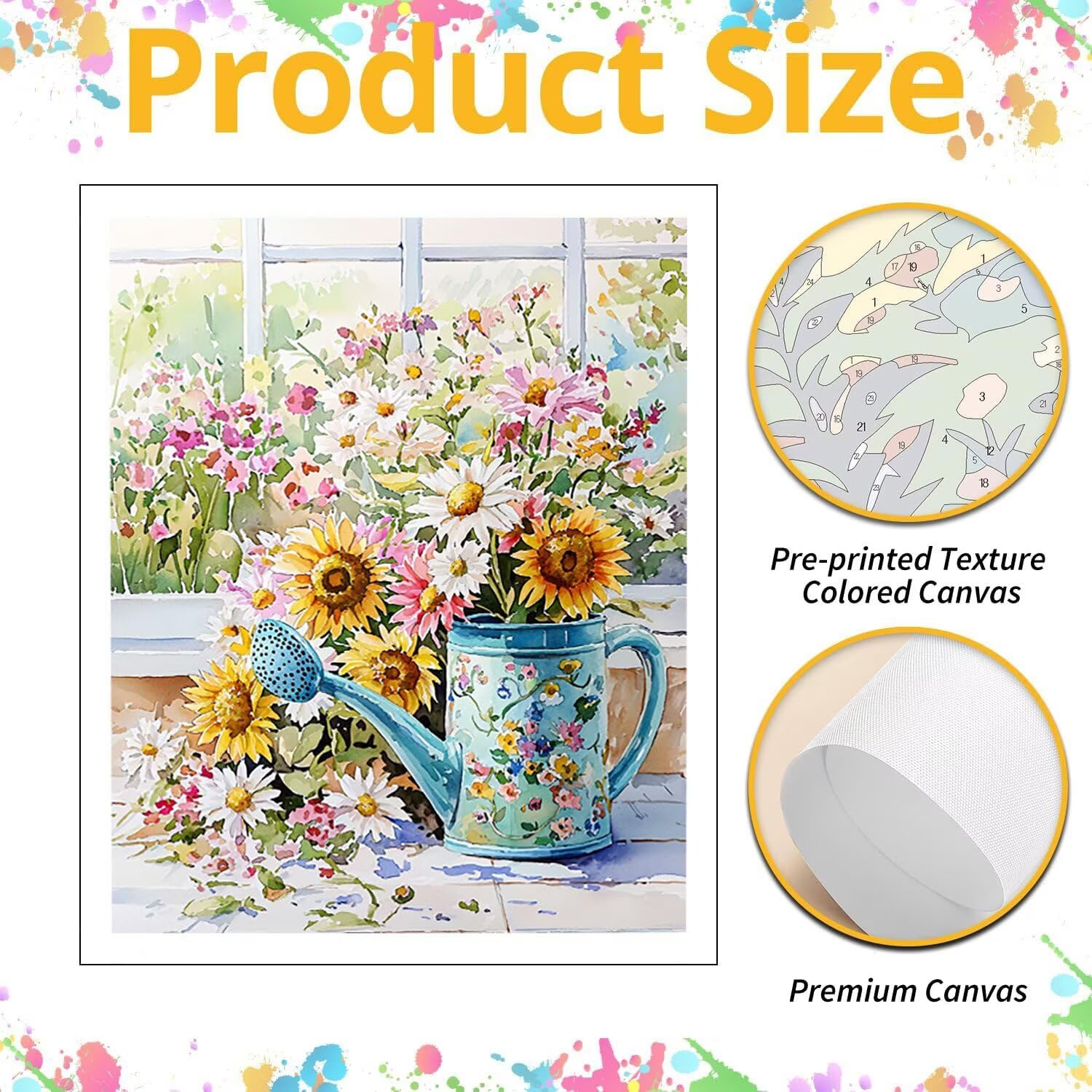 WEISHIWE Malen nach Zahlen Erwachsene Blumen, 70x90cm x-398 | Malen nach Zahlen Erwachsene Leinwand Kit, DIY Handgemalt Ölgemälde Set mit 3-Pinseln und Acrylfarbe für Wanddeko,Ohne Rahmen