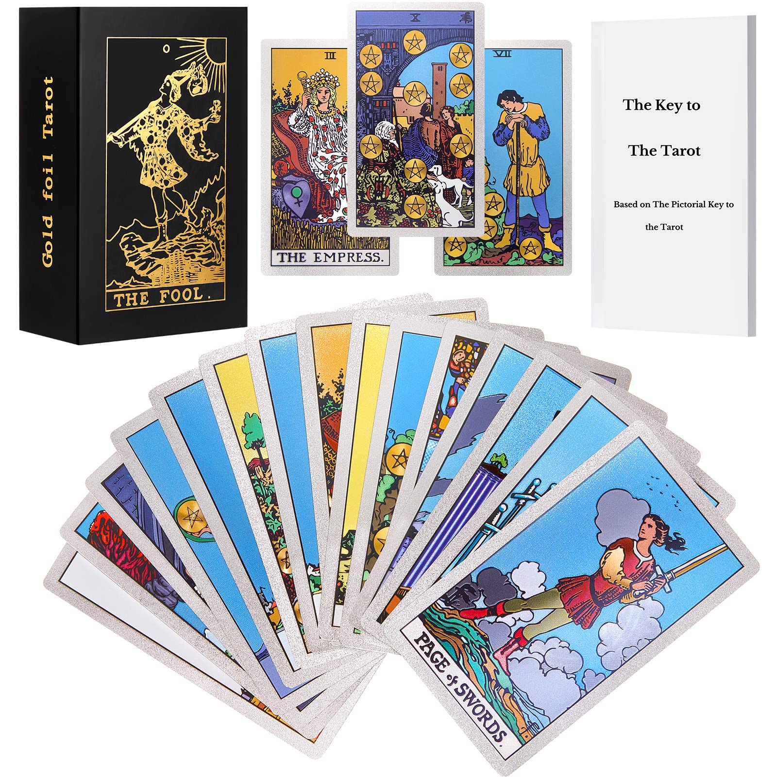 Amazon.com: 78 Cards Classic Original Tarot Cards Waterproof Beginner Tarot  Deck Oracle Tarot Deck Set PVC Fortune Telling Toys with Guidebook and Card  Storage Box for Divination Beginners (Silver) : Toys &