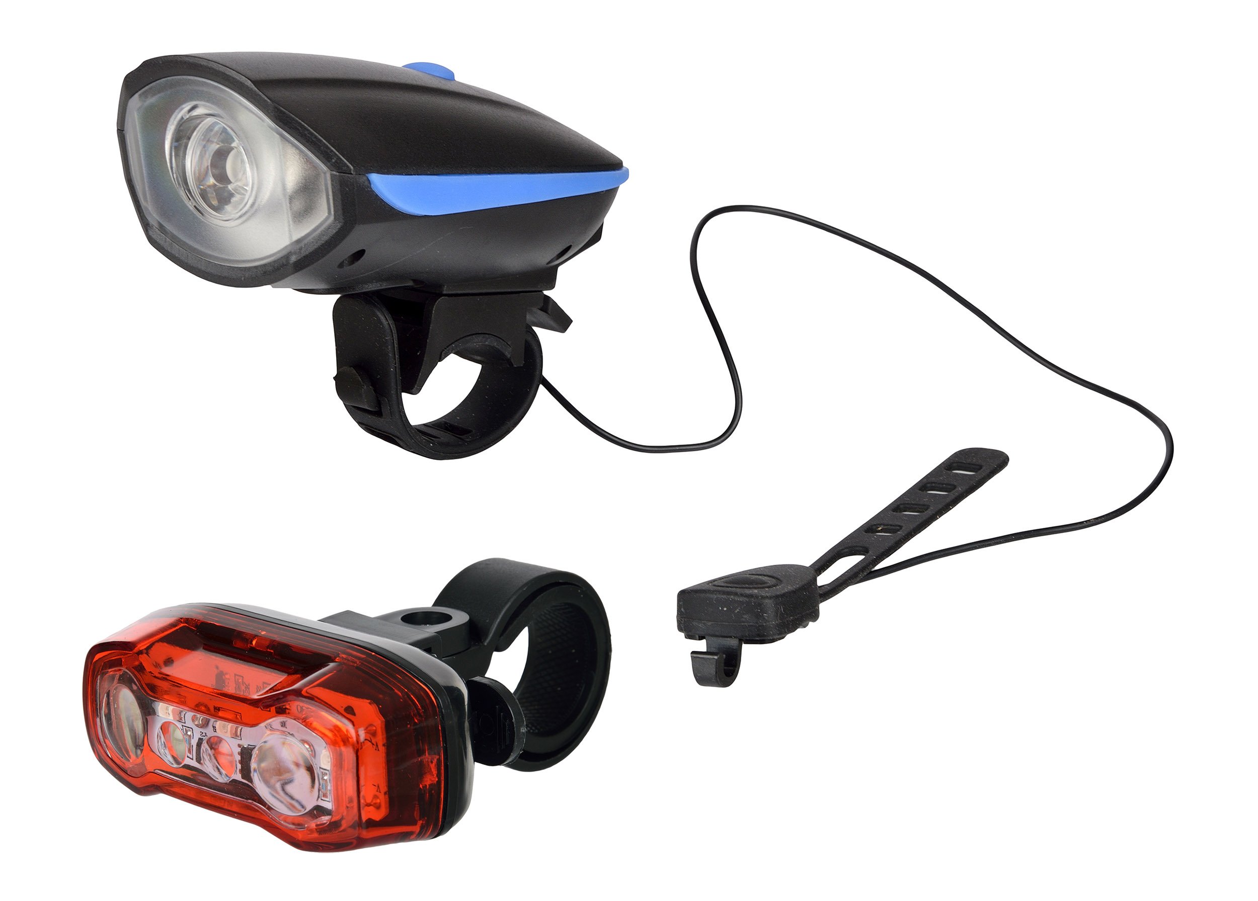 Dark Horse® Bicycle USB Rechargeable Front Head Light & Horn and Twin Eye Tail Light Combo (Blue, Red) (B076BDSF4X) Amazon Price History, Amazon Price Tracker