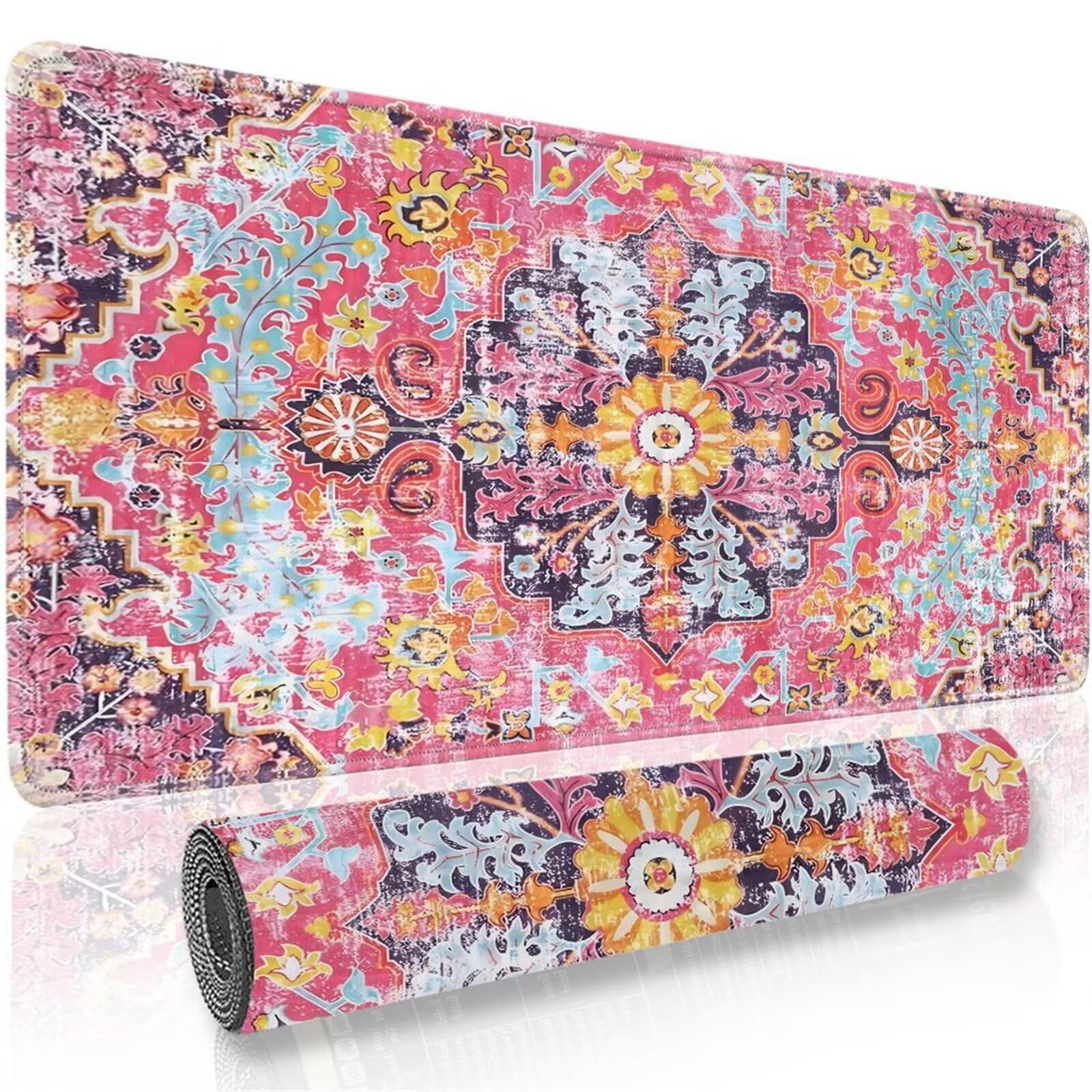 Tappetino Mouse da Gioco 1000x500x3mm, Rosa Mista Mouse Pad XXL ad Alta Precisione e Velocità, Base in Gomma Antiscivolo Ultra-Grip, Tappetino per Scrivania Tastiera e PC