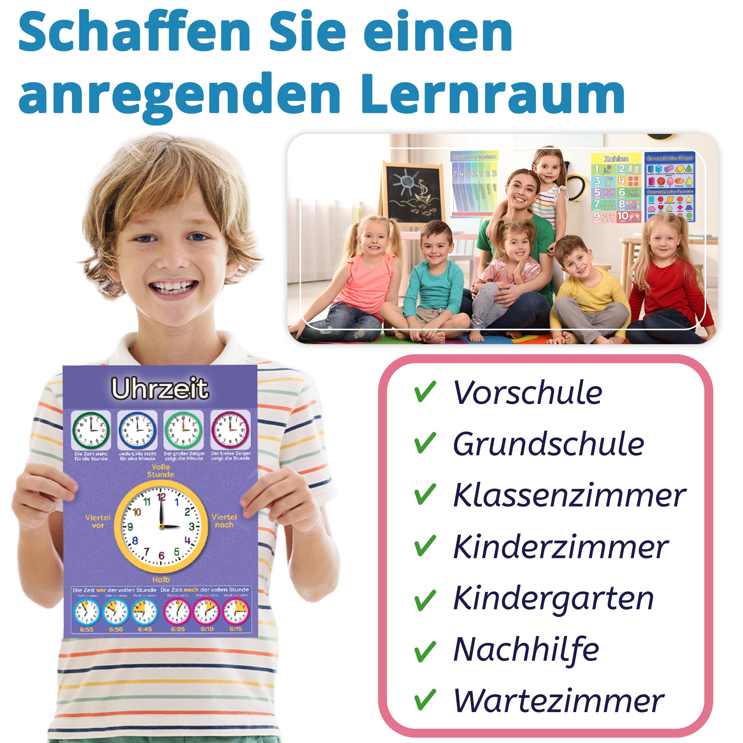 LOGIJO® 12 poster educativi Montessori Matematica A4 satinato apprendimento numeri calcoli base