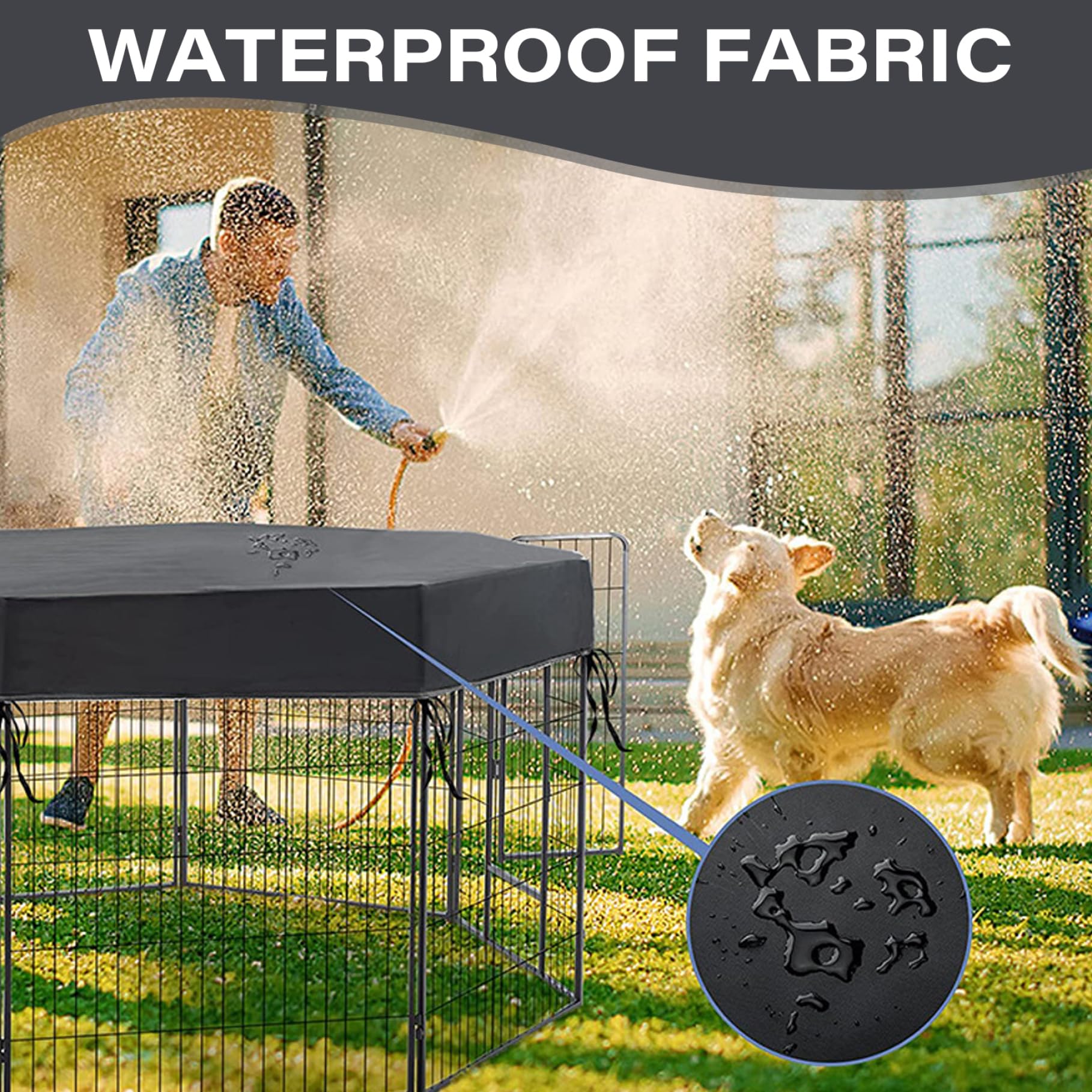 Copertina di Cani per Cani, Copertura per Cani da 68.5x68,5 Pollici, Copertina per Cani per Cani da Sole/Pioggia con Legami, Copertura per Gabbia per Cani riutilizzabili per Interno all'aperto