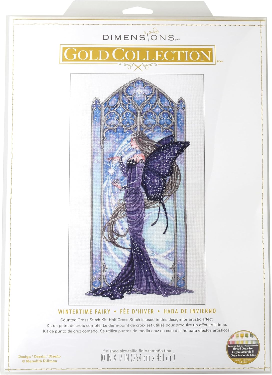 Dimensions Gold Collection Wintertime Fairy Cross Stitch Kit 10x17" 18ct White Aida - Advanced Winter Magic for Experienced Stitchers