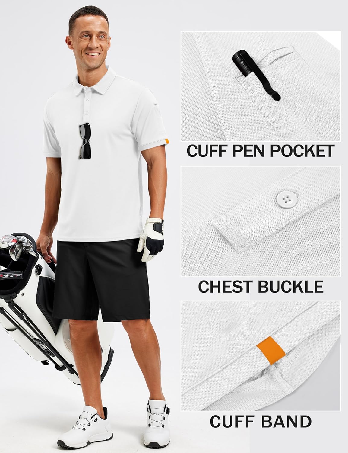 TACVASEN Men's Golf Polo Shirt Short Sleeve Casual Collared Work Shirts Dry Fit Performance Tennis Shirts for Men