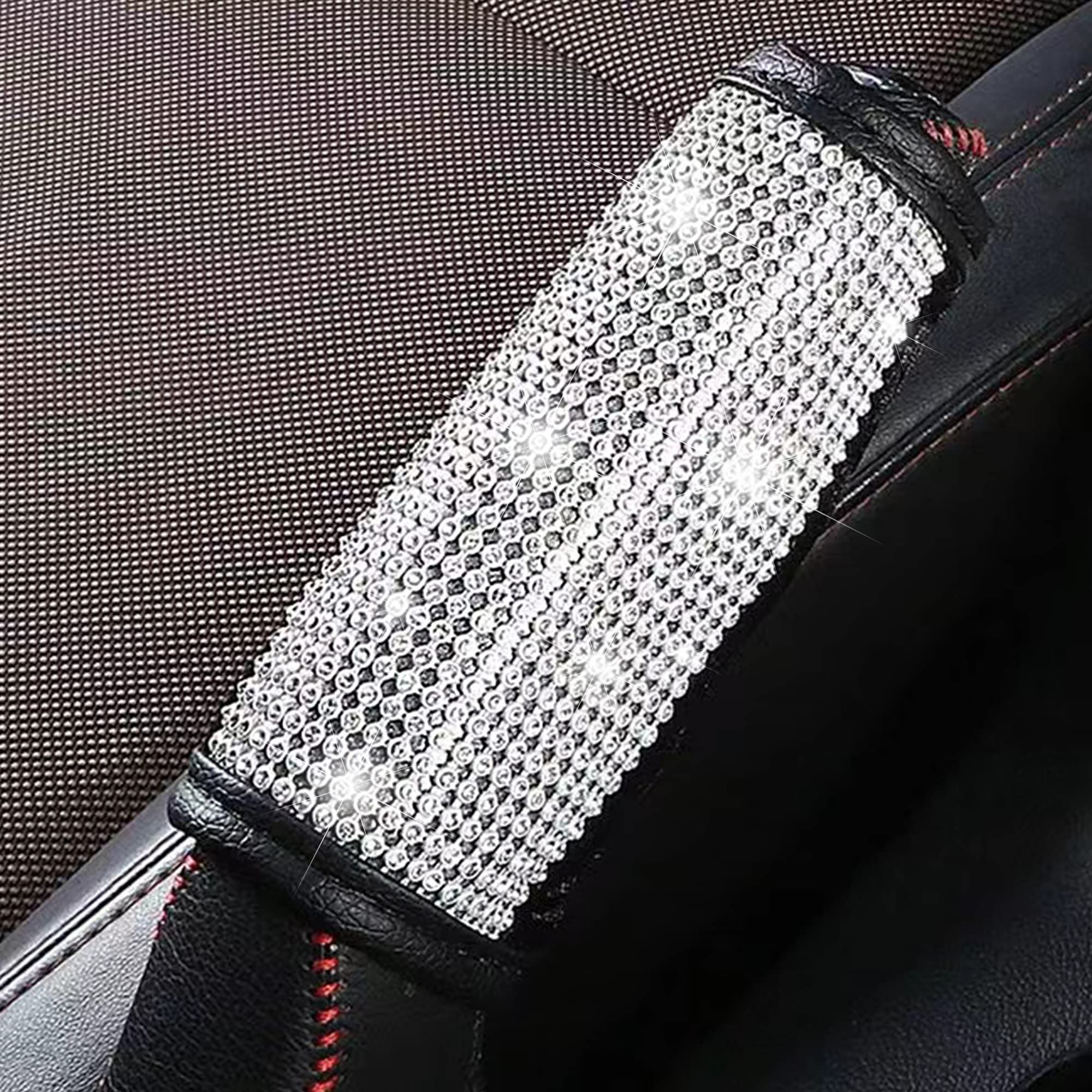 Housse Frein à Main Paillettes Diamant – Accessoire Voiture Blanc Luxe & Élégant