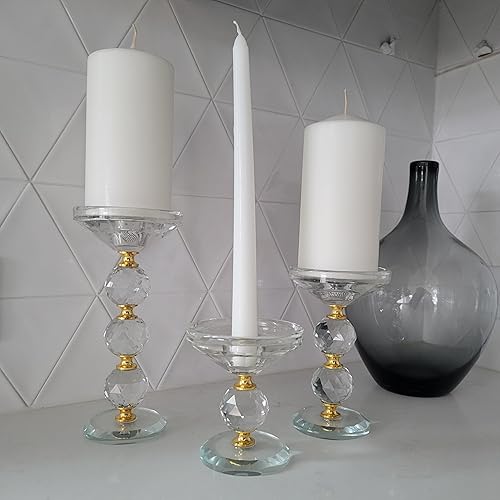 Miniatura 8 de 42 North Portavelas de vidrio con uso multiusos para velas de pilar, velas cónicas, velas de candelita, portavelas modernos, portavelas de huracán