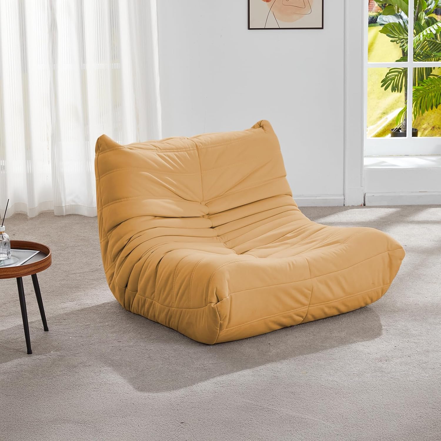 Large Comfy Bean Bag Chairs for Adults, Memory Foam Bean Bag Sofa, Ergonomic Fireside Beanbags Lazy Sofa with High-Resilience Foam, Non-Slip Base for Living Room, Bedroom, Dorm, Office