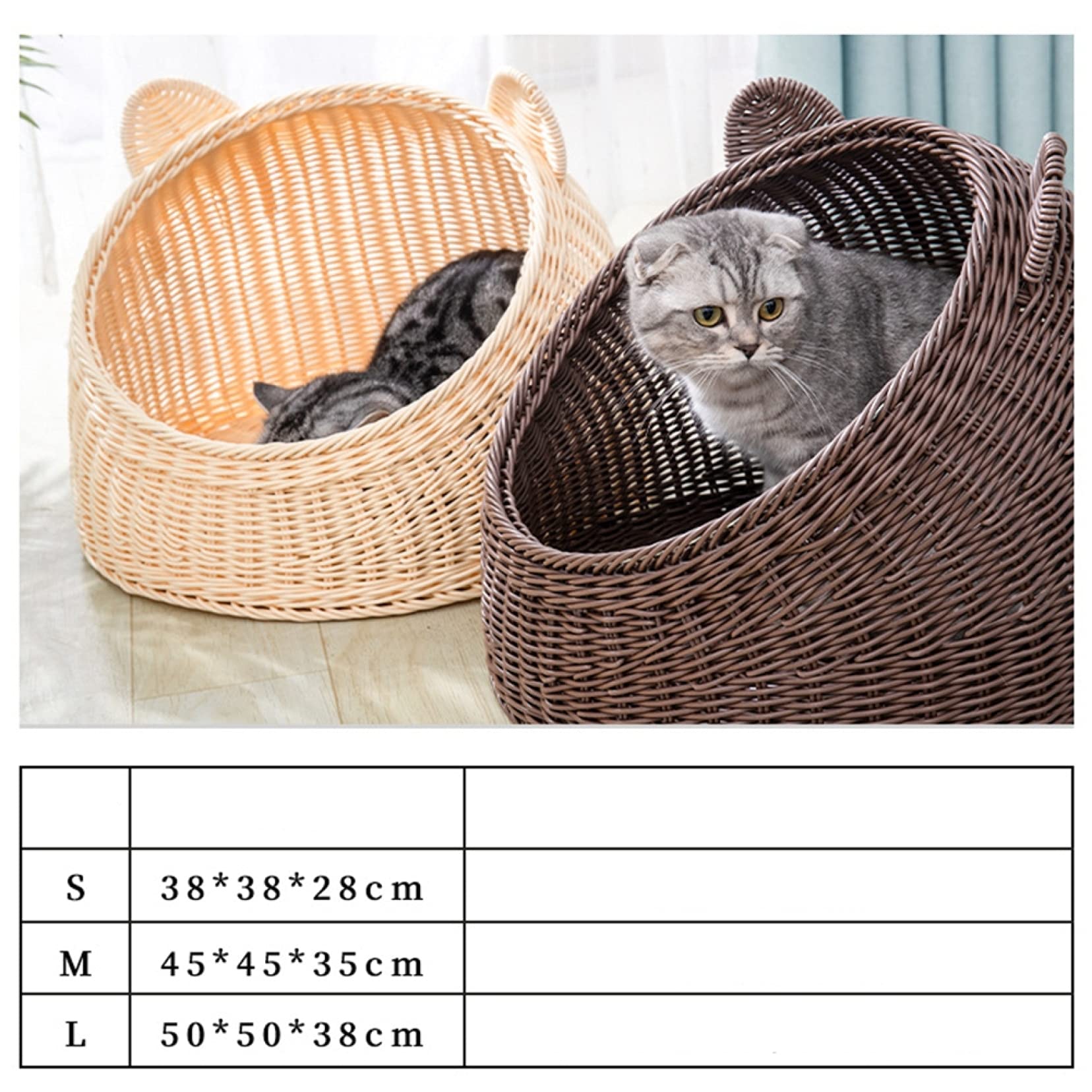 Amazon.co.jp: ラタン ペットベッド 猫ハウス 夏用 可愛い猫耳型