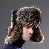 Vista 7 de URSFUR Sombrero de invierno para hombre, gorra de trampero ruso Ushanka de zorro real
