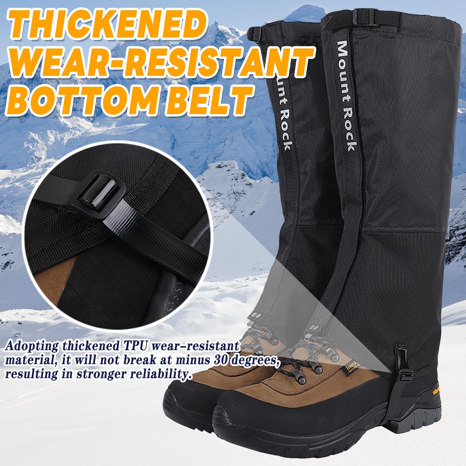 CIYIN Ghette da Escursionismo, Ghette per Gambe Impermeabili Oxford 600D, Regolabili Ghette Traspiranti per Unisex con Cinturino per Piedi in TPU, per Caccia,Escursionismo, Alpinismo, Sci
