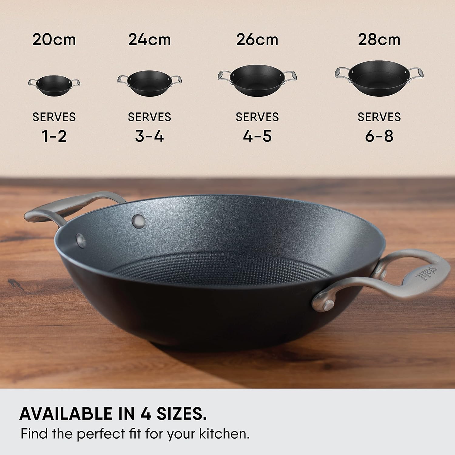 Stahl Blacksmith Hybrid Cast Iron Kadhai Without lid, 8326, 26 cm, 2.4 Liters (Serves 4 People)
