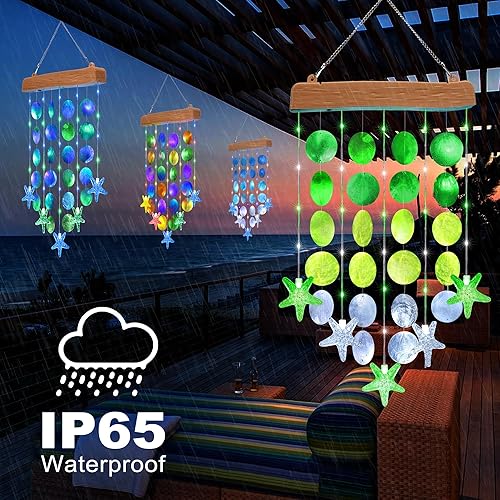 Vista 83 de Toodour Campanillas de viento solares para exteriores, luces colgantes de Pascua pastel con 2 modos, luces de conchas de luz regalos para mamá