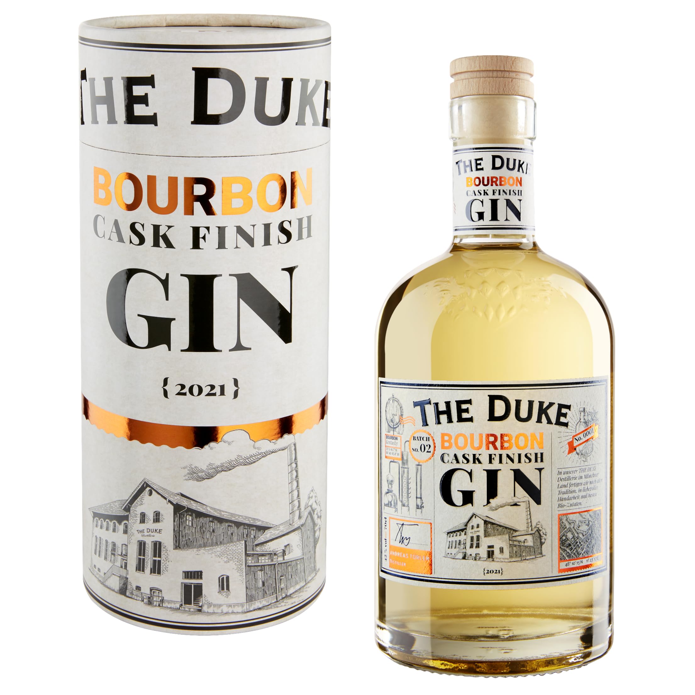 THE DUKE - Bourbon Cask Finish Gin - Bio Gin mit Vanille & Bourbonnoten - Süß & holzig im Geschmack - Vegan - Hergestellt in Bayern - 42% vol. Alkohol - 70 cl