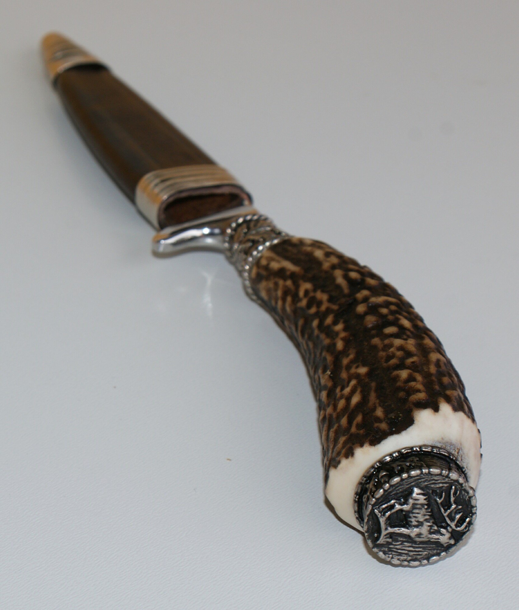 Jagdmesser Trachtenmesser Jagd-Messer Hirschfänger Hirsch Wild echt Hirschhorn Jagdnicker für Lederhose Jäger Fischer Fischen Jagen echt versilbert Stahl-Klinge Solingen